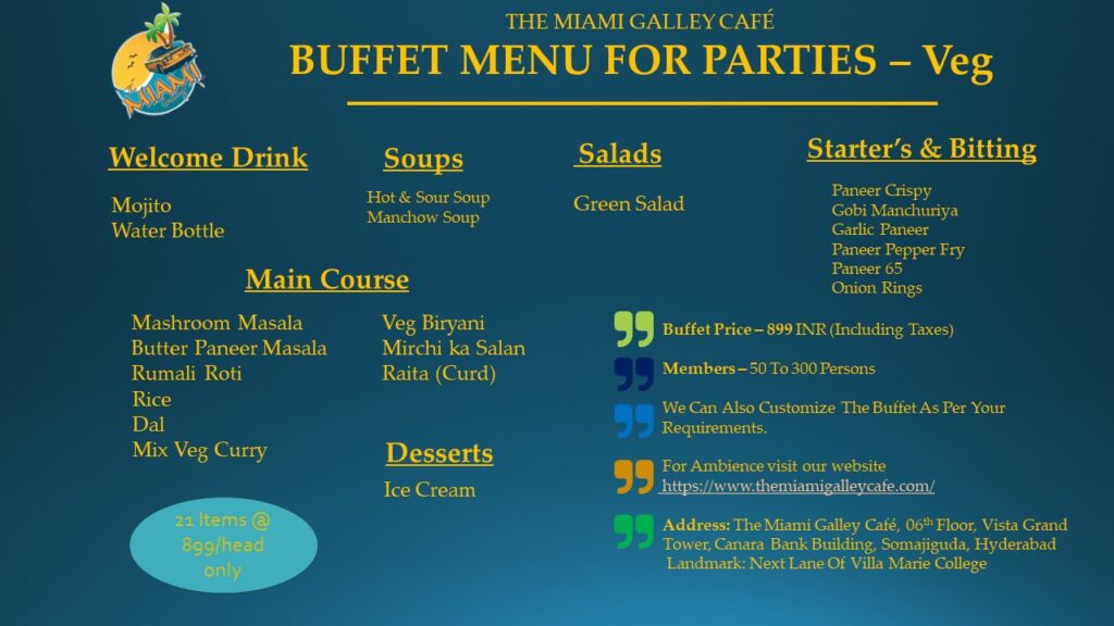 Buffet Menu Parties - Veg