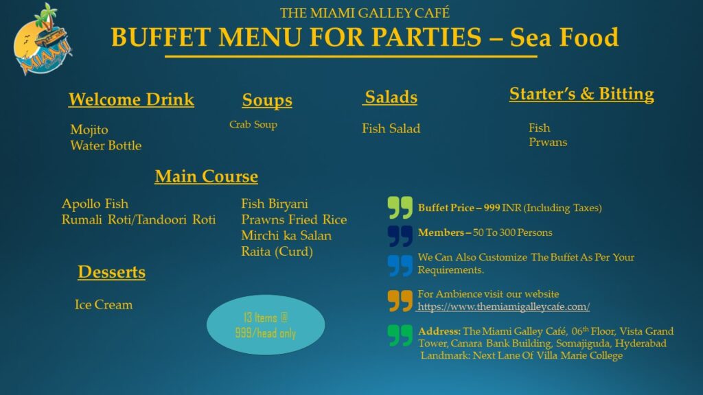 Buffet Menu for Parties - Sea Food