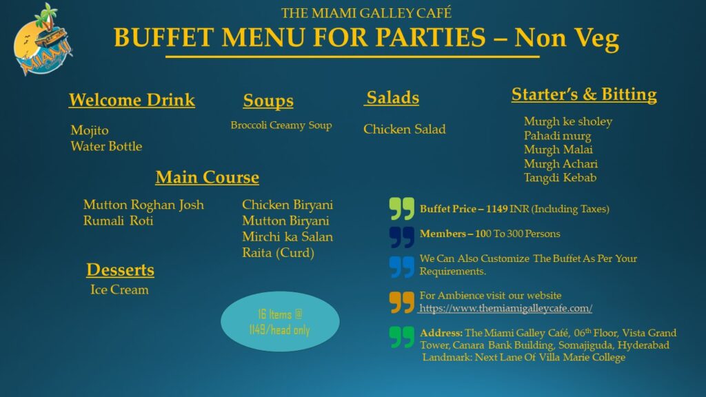 Buffet Menu parties - Non Veg